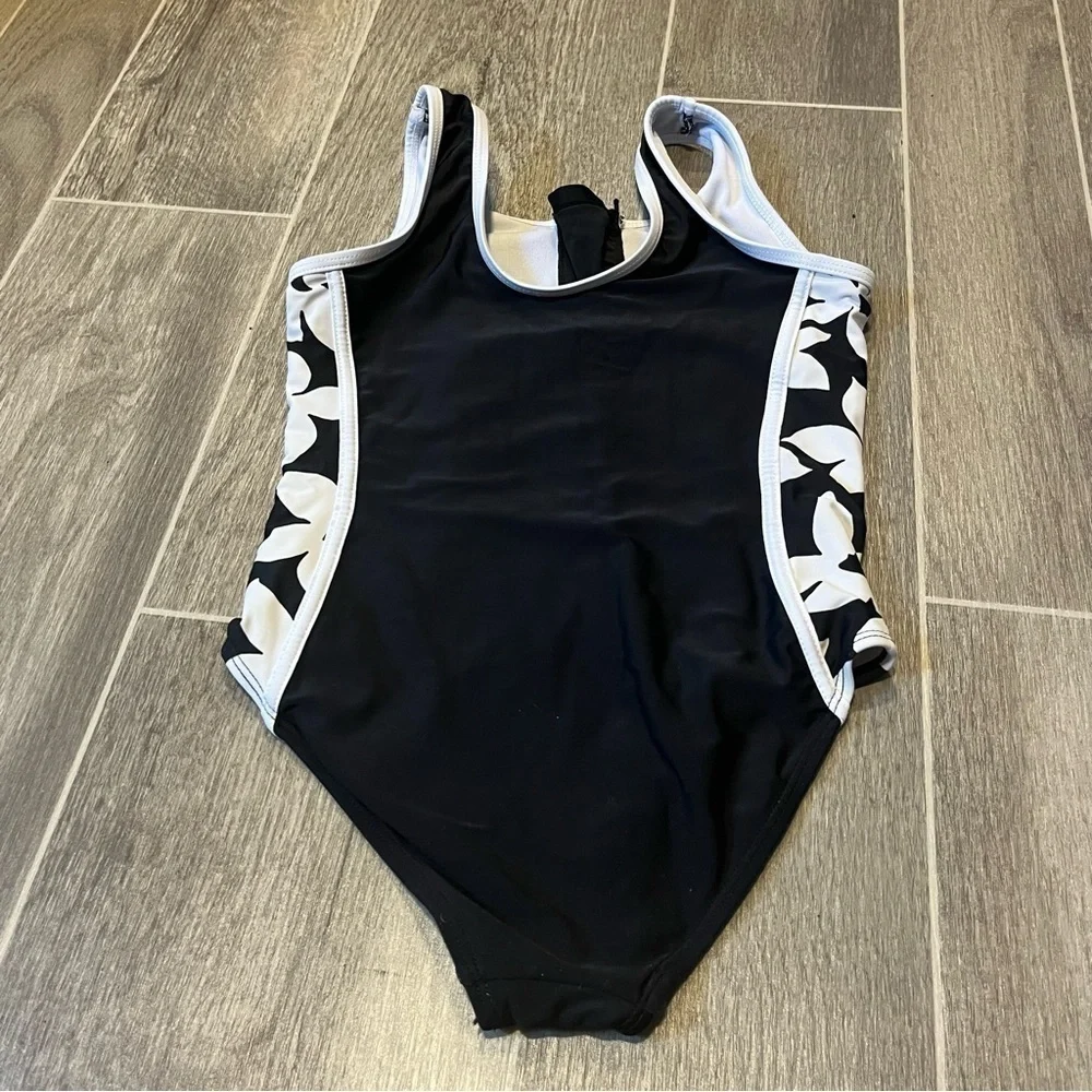 Raisins Black & White Floral Sporty One Piece Swimsuit